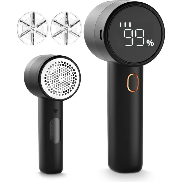 Електричний видалення ворсу для одягу з 6 лезами та LED-дисплеєм (Чорний)