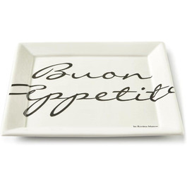 Тарілка Riviera Maison порцеляна, тарілка обідня, тарілка обідня квадратна, посуд - Тарілка квадратна Buon Appetito - Брудно-біла (ДхШхВ) 26x26x2