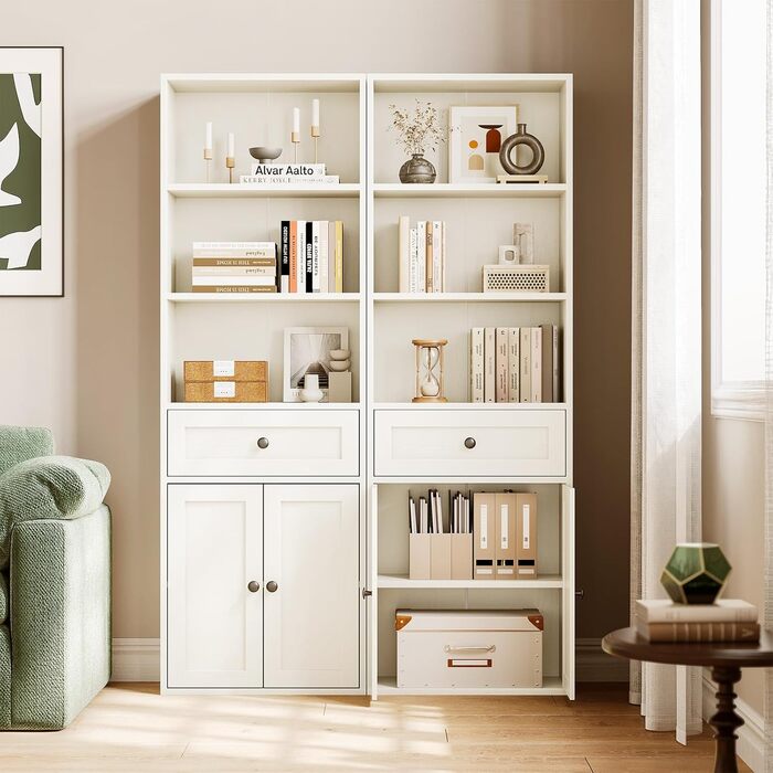 Стелаж Coleshome з дверцятами та шухлядами: 5 полиць, 48x24x164.2 см, білий