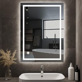 Дзеркало для ванної кімнати з підсвіткою 70x50 см | LED дзеркало | IP54 вологостійке | Сенсорне управління | Настінне дзеркало | Горизонтальна/Вертикальна установка Дзеркало для ванної кімнати з підсвіткою 70x50 см | LED дзеркало | IP54 вологостійке | Сенсорне управління | Настінне дзеркало | Горизонтальна/Вертикальна установка