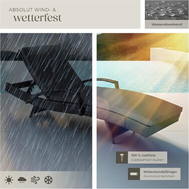 Шезлонг Tectake® з поліротангу, регульована спинка, для саду, балкону та тераси - чорний