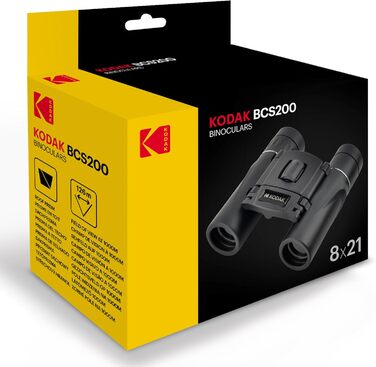 Бінокль KODAK BCS200, компактний, 8-кратне збільшення, 126 м/1000 м, з ременем і чохлом, чорний