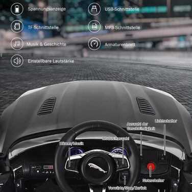 Дитячий електромобіль Jaguar COSTWAY 12V з пультом, музикою та підсвічуванням, чорний, для дітей від 3 років