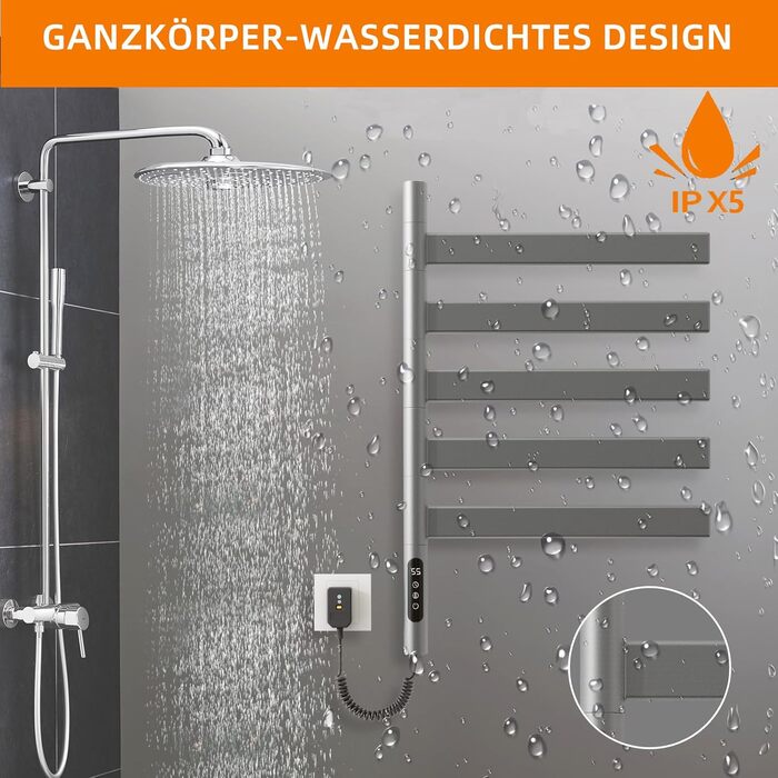 Електричний сушильник для рушників ZOYI 180° поворотний, 140W, сірий (настінний)