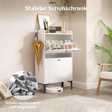 Взуттєва шафа Dripex, вузька, з 2 відкидними ящиками, 80x24x100 см, білий | Взуттєва шафа для прихожей, вітальні, веранди