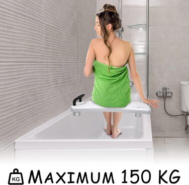 Сидіння для ванни для людей похилого віку, дошка для ванни для сидіння 70 * 31 см, регульована 41-63 см для дошки для ванни Біла пластикова ручка з поліпропілену, до 150 кг для душової дошки для дорослих (чорна)