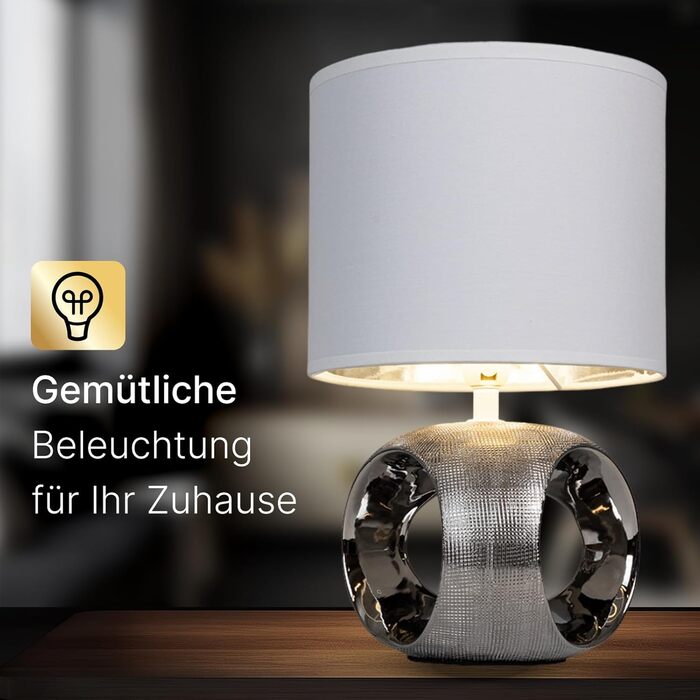 ARTE LAMP LED лампа настільна – класична декоративна хромована настільна лампа з білим тканинним абажуром для вітальні та спальні – з кабелем, хром, білий (золотий, білий)