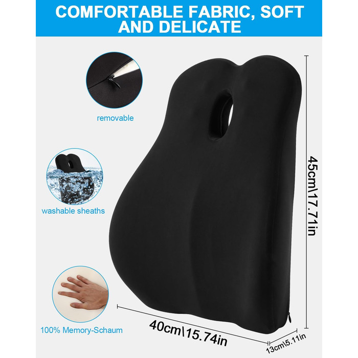 Подушка для спини FAOKZE з Memory Foam, ергономічна подушка для офісного крісла та дивана, антистатична та приємна до шкіри, для зручної посадки