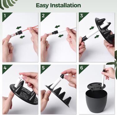 Набір горщиків для квітів T4U (4 шт.) з автополивом, індикатором води, 15 см, 22*21 см, чорний