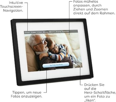 Рамка Skylight Frame - Цифрова рамка для фотографій з Wi-Fi, 15 дюймів, відправка фото через email/app, хмарне сховище - чудовий подарунок (6.4 см, чорний)