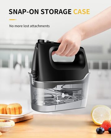 Електричний міксер ручний 6 швидкостей + турбо, без розбризкування, з набором аксесуарів з нержавіючої сталі, 400W, тихий мотор, великий об'єм