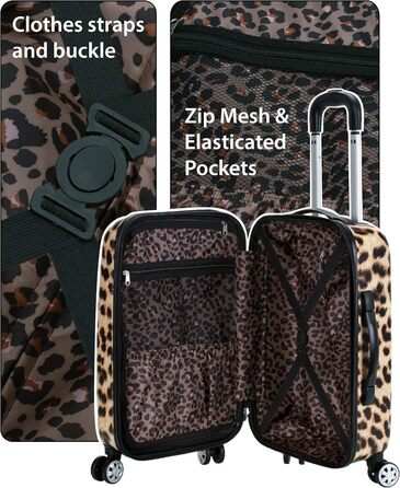 Набір валіз Rockland Safari Leopard, 3 шт (20/24/28 дюймів), жорсткий корпус, спіннер