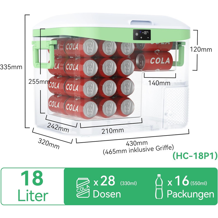 Автохолодильник BINGI 18л портативний 12/24V та 230V, термобокс для авто, кемпінгу, дому (від +15°C до -18°C)