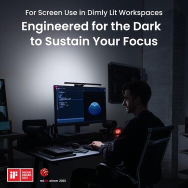 BenQ ScreenBar Halo 2 – LED-лампа для монітора з бездротовим контролером, без відблиску, регульованою яскравістю та колірною температурою, для захисту очей, USB-живлення