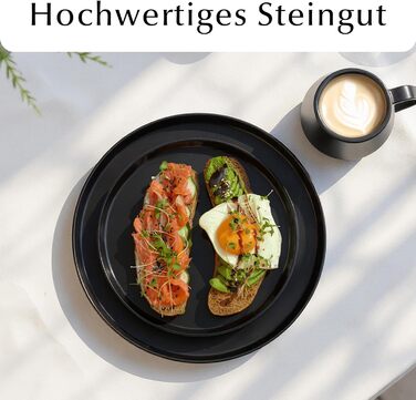 Набір посуду Miamio на 8 осіб (24 елементи) з кераміки, сучасний стиль / Сервіз для столу – підходить для миття в посудомийній машині та використання в мікрохвильовці - розкішна колекція (білий)