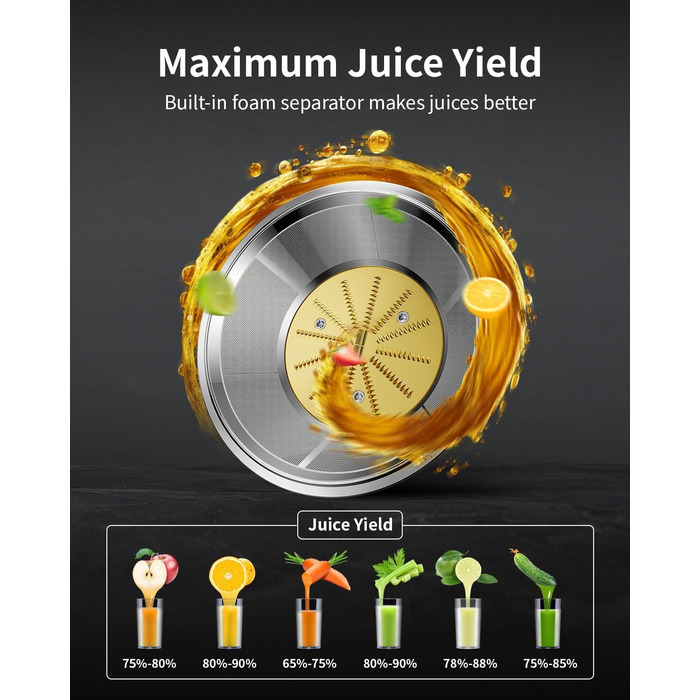 Електричний соковитискач GDOR 1300W для овочів та фруктів, 1250 мл, срібний