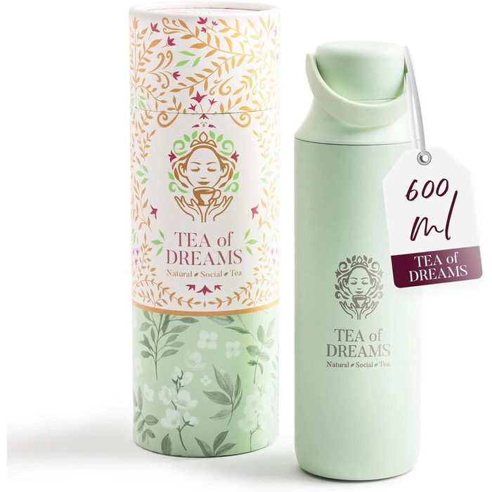 Термофляга для чаю та напоїв 600 мл з нержавіючої сталі - без BPA - з ситечком для чаю (Авокадо)