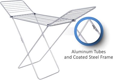 Алюмінієва сушильна стійка Gimi ALUCOM, сталь, срібло, 129 x 63 x 55,5 см, 1 одиниця