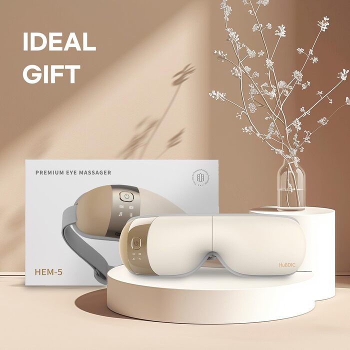 Масажер для очей HubiCare з підігрівом та вібрацією для зняття напруги, мігрені та зменшення втоми очей (Бежевий)