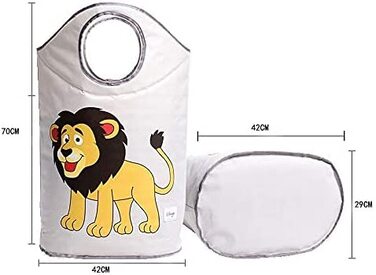 Кошик для білизни з зав'язками, кошик для іграшок, кошик для зберігання в дитячій, дитяча велика складна корзина для дівчаток і хлопчиків, 35x43 см (лев)