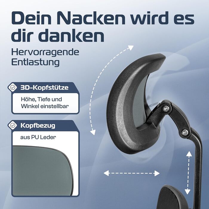 Ергономічне офісне крісло CleverSeat - стілець для роботи та геймінгу, обертовий, до 150 кг, антрацит/чорний