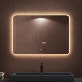 LED дзеркало для ванної кімнати Dopporo 100x80 см з підсвічуванням та сенсорним вимикачем, функція пам'яті