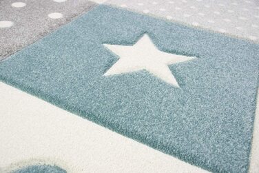Дитячий килим з мериноса для хлопчиків, килим для дитячої кімнати із зоряним хмарою синього і кремового кольору, розмір 200 x 290 см (160 см x 230 см)