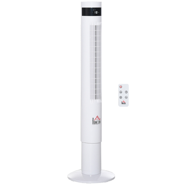 Вентилятор з підставкою, 3 режими вентиляції, пульт дистанційного керування, 50 Вт, таймер на 12 годин, LCD-дисплей, осциляція 85°, для спальні, білий