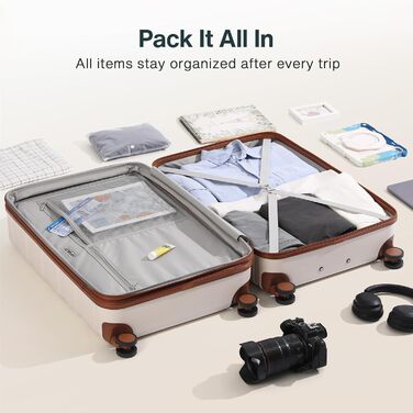 Набір дорожніх валіз Koffer Hartschale (20 та 24 дюйми), розширюваний пластиковий кейс із полікарбонату (PC), TSA-замком та колесами, білий колір, 2 шт.