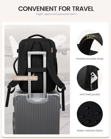 Чорний жіночий рюкзак OVEVOOK для подорожей та ділових поїздок, 40л, водонепроникний, з органайзером для взуття