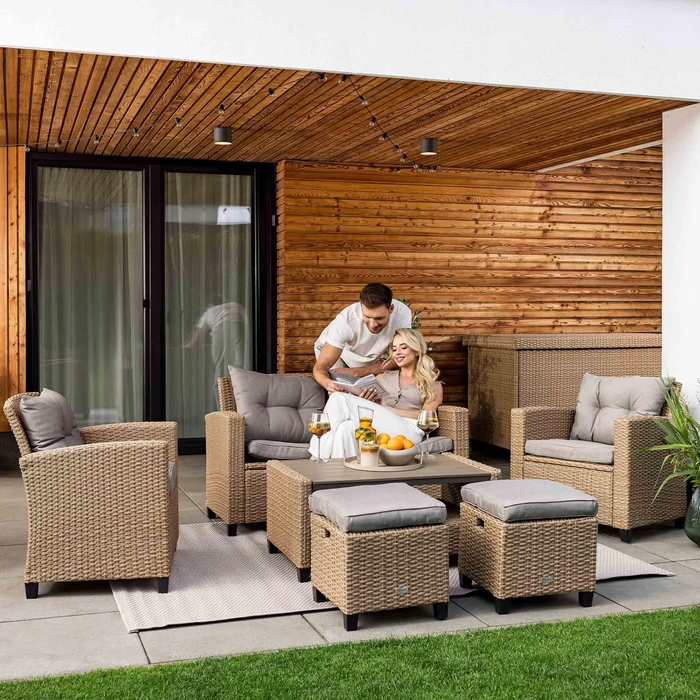 Комплект садових меблів з техноротанга Di Volio Firenze DV-016GF, бежевий, 6 предметів