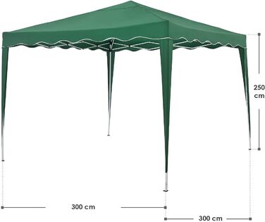 Намет Juskys Canopy Vivara 3x3 м - Висувна альтанка з регулюванням висоти, UV50 та водовідштовхувальні властивості - Садовий намет з сумкою - шатро для саду - Зелений