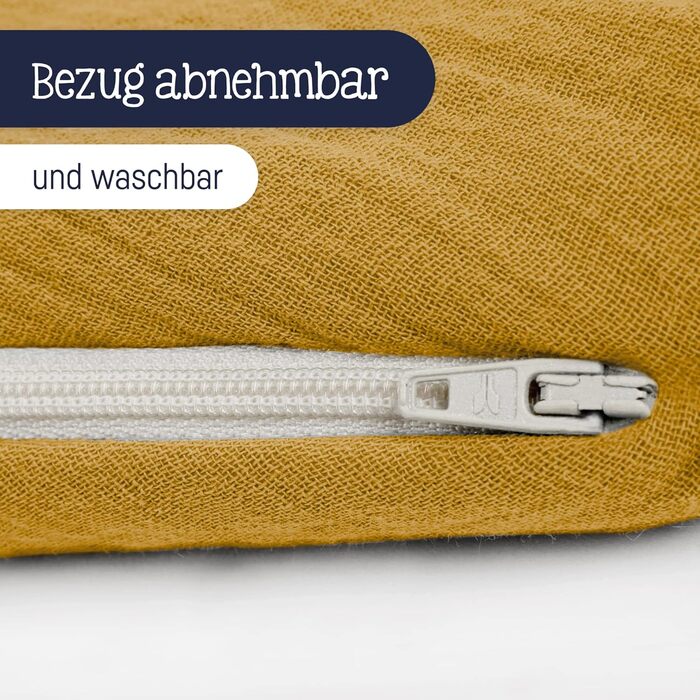 Подушка для годування Julius Zllner Муслін 190 см, 42 л EPS намистини, бавовна, Oeko-TEX 100, Зроблено в Німеччині (кориця)