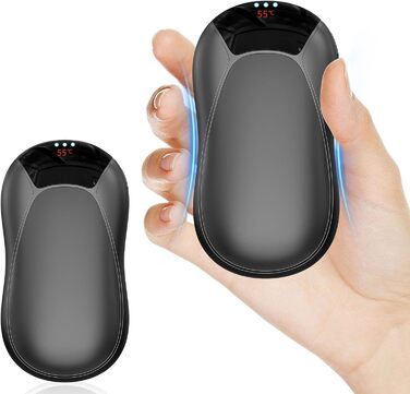 Електричні грілки для рук 2 шт. - Магнітні кишенькові грілки AI, що заряджаються, 36 годин тепла, багаторазові грілки для рук, компактні грілки для дітей, чоловіків, жінок, білий (дисплей, чорний)