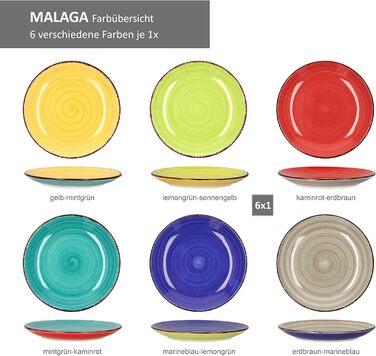 Набір тарілок MamboCat Malaga (6 шт.) з кераміки - 6 персон, сучасний дизайн