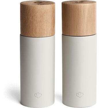 Набір з 2 мельниць для спецій SPRINGLANE: сіль та перець, з бука та бетону, регульований млин, скандинавський дизайн (сірий)