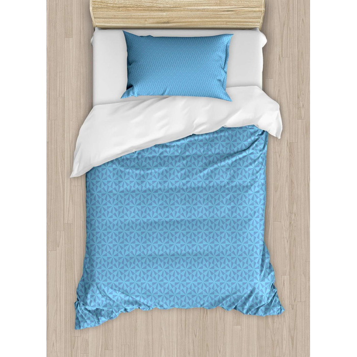 Абстрактний набір підковдр для односпальних ліжок, смугастий трикутний візерунок, захист від кліщів для алергіків Підходить з наволочкою, 130 x 200 см - 70 x 50 см, небесно-блакитний світло-блакитний