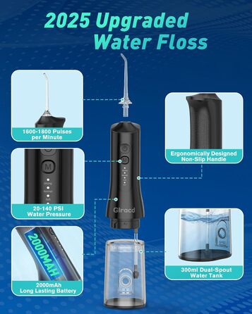 Іригатор для порожнини рота Munddusche: Професійний очищувач зубів з технологією мікробульбашок, регульований тиск води, для чищення зубів та брекетів, чорний