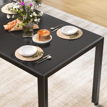 Стіл Bealife з загартованого скла, 120x70x75 см – сучасний кухонний стіл з металевим каркасом, стійкий до подряпин та тепла. Підходить для кухні, вітальні, їдальні або кавової зони, home office. (Білий, 120 * 70 * 75)