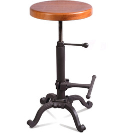 Стілець-табурет Topower Industrie Retro Vintage з дерева, стилі фермерський, регульована висота, чорний