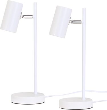 Настільна лампа для вітальні, спальні та офісу: поворотна 350°, цоколь GU10, металева, з вимикачем, білий (2 шт.)
