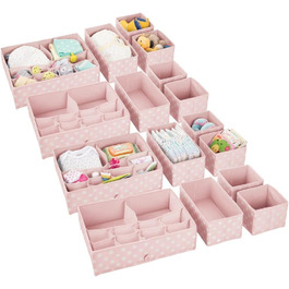 Коробки для зберігання в дитячій кімнаті mDesign - стильні тканинні коробки різних розмірів - органайзер з дихаючого синтетичного волокна - рожевий/білий