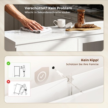 Буфет з 4 висувними ящиками та 2 скляними дверцятами, сучасний дизайн, МДФ, білий