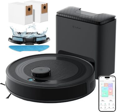 Робот-пилосос LEFANT M2 Plus з картографією, лазерною навігацією, 6000Pa, WiFi/App/Alexa, чорний