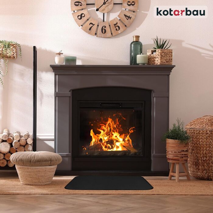 Підставка під камін KOTARBAU® з порошковим покриттям, сталь, 48 x 80 см, захист від бруду та іскр