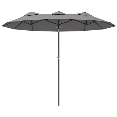 Парасолька для саду Outsunny 285x147см Ринкова парасолька з регульованим кутом нахилу, подвійна парасолька, вітровий навіс, для патіо, сірий