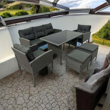 Комплект садових меблів із техноротанга MTG Trade Group, сірий, 7 предметів