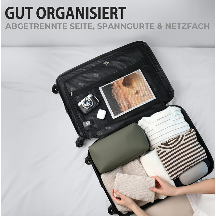 Набір валіз FERGÉ Milano 5-ти частинний (3 розміри) + сумочка для косметики + сумка для подорожей - чорний/бежево-коричневий