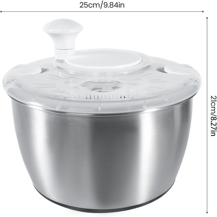 Швидка салатниця-швидкокрутка з нержавіючої сталі 4.5 л, біла