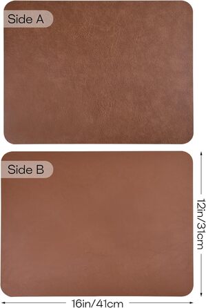 Набори підстав під тарілки з PU-шкіри, 40x30 см, 6 шт, коричневі. Водостійкі, легко миються, для дому, на кухню, на природу.